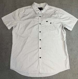 Hurley Men's Short Sleeve Button Down Shirt Gray XL